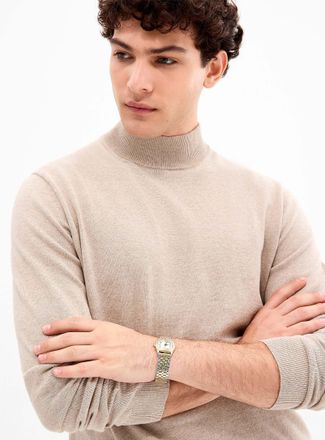 Le 31 Mens TENCEL TM modal and organic cotton mock-neck sweater