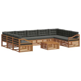 vidaXL Set Di Divani Da Esterno 10 Pz Naturale E Antracite Vidaxl