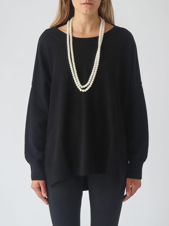 Meimeij Maglia in misto lana con applicazioni gioiello e orlo asimmetrico
