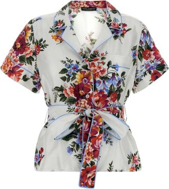 Dolce & Gabbana Bloemenboeket-print twill vanity overhemd - Dames - Overhemden - Veelkleurig - M - Leer - Overhemden