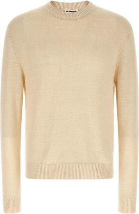 Jil Sander Zijdenmix trui met ronde hals - Heren - Ronde hals truien - Beige - L - Hennep - Truien & Vesten