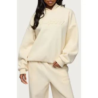 Edikted Totally Edikted Embossed Hoodie in Cream at Nordstrom, Size X-Large