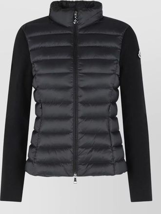 Moncler padded virgin wool cardigan high collar zip