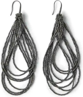 Brunello Cucinelli Gunmetal Multi-Strand Drop Earrings