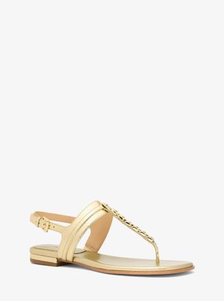 Michael Kors Marcia Embellished Metallic Leather Sandal