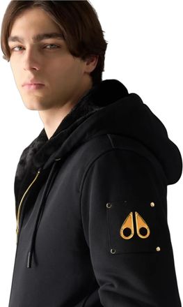 Moose Knuckles Classic Bunny Zip-Up Hoodie in Black/Black Fur Men