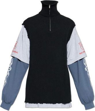 Balenciaga Hoodies & sweatvesten, Heren, Zwart, L, Katoen, Hybrid Sweater