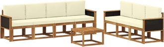 vidaXL Conjunto De Sof&aacute;s De Exterior 7 Uds. Natural Y Crema Vidaxl