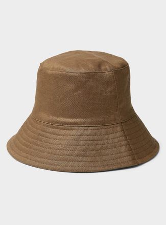 Simons Womens Wide-brim pure linen bucket hat