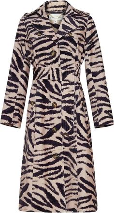 Cara Cara zebra print belted trench coat - Neutrals