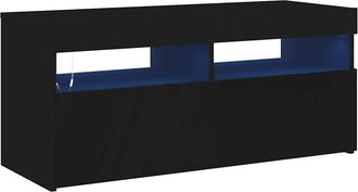 vidaXL Mueble De Tv Con Luces Led Negro 90x35x40 Cm Vidaxl