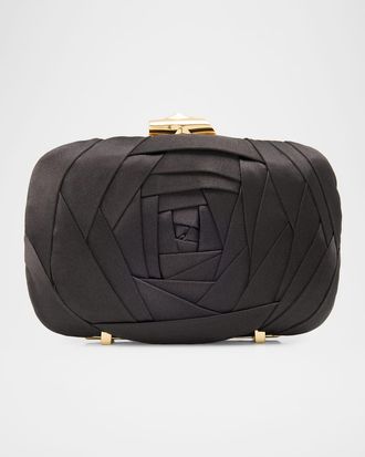 Roger Vivier Rose Vivier Sculptural Satin Clutch Bag