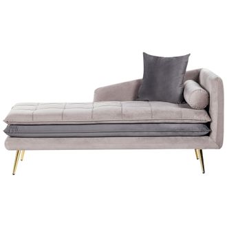 Beliani Beliani - Chaise Longue Acolchado Grueso Sala De Estar De Terciopelo Beige Y Gris Gonesse