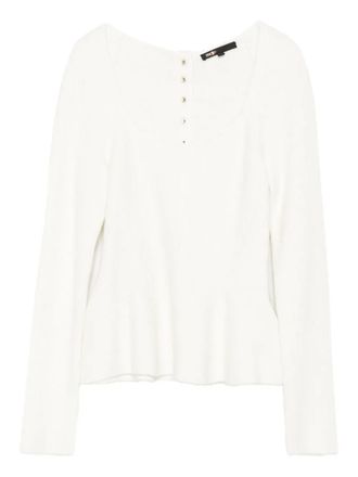 Maje ribbed square-neck top - women - Wool/Acrylic/Polyamide/Elastane/Polyester/Viscose - 2 - White