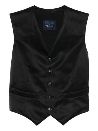 Yohji Yamamoto twill gilet - women - Nylon/Cupro - 2 - Black