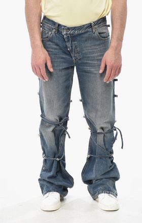 Alexander McQueen Jeans a Gamba Dritta con Dettagli Lace-up 27cm Alexander McQueen