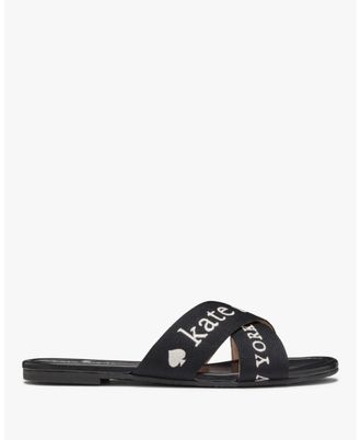 Kate Spade New York Womens Piper Webbing Slide Sandal - Black - Size UK 4.5