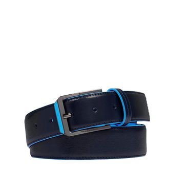 Piquadro Accessoires, Heren, Blauw, ONE Size, Leer, Gemaakt in Itali&euml; Leren Riem met Doornsluiting