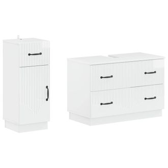 vidaXL Juego De Gabinete De Ba&ntilde;o De 2 Piezas Hoorn Blanco Brillante Vidaxl