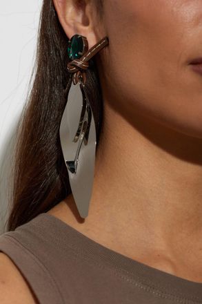 Marni Shimmering Crystal Earrings, Womens, Green