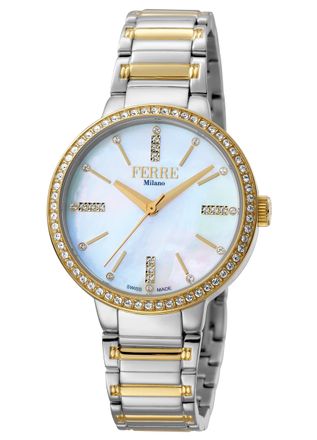 Gianfranco Ferre FM1L084M0101 WoMens Champagne Dial Stainless Steel Watch - Silver & Gold - One Size