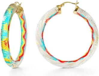 Gold & Honey Womens Ombre Painted Instyle Lucite Hoop Earrings In Multi Color