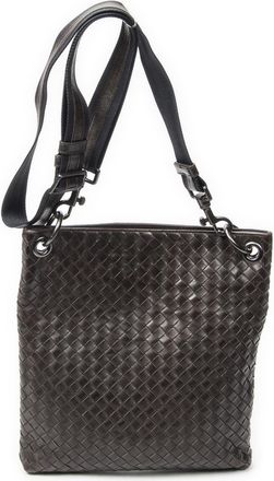 Bottega Veneta Pre-owned Womens Square Flat Messenger Shoulder Bag - Brown - One Size