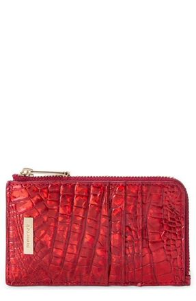 Brahmin Lennon Croc Embossed Leather Card Case in Red Opal at Nordstrom