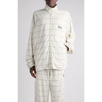 Balenciaga Stripe Track Jacket in Dirty White/Black at Nordstrom, Size Medium