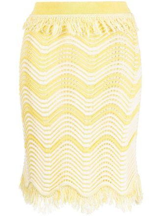 Genny Midi-rok met franjedetail - Geel