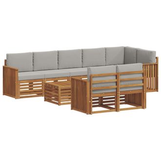 vidaXL Set Di Divani Da Esterno 9 Pz Grigio Naturale E Chiaro Vidaxl