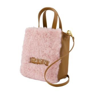 Marni Womens Sheepskin Leather Tote Pink Lambskin