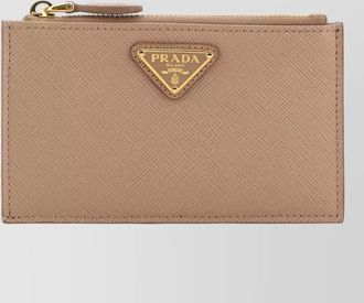 Prada leather card holder gold tone hardware