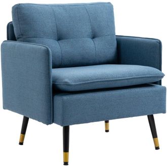 HOMCOM Homcom - Poltrona per Soggiorno e Camera da Letto con Seduta Imbottita Blu Scuro