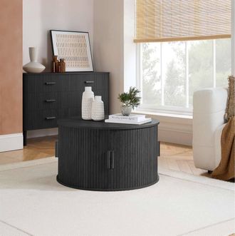 Birlea Axel Round Fluted Coffee Table with Storage Black | Size: 1 Pack