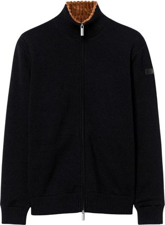 Roberto Ricci Design Algod&oacute;n Terciopelo Liso Canal&eacute; Cremallera Completa Punto Suave - Knitwear - Hombre - Negro - XL