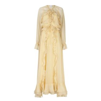 Dante6 Elivia Chiffon Maxi Jurk - Dames - Jurken - Beige - Maat: XS Chiffon