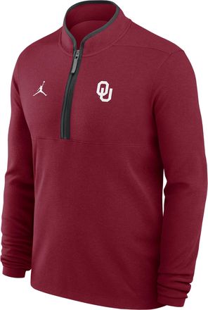 Nike Jordan Mens Oklahoma Victory Jordan Brand Dri-FIT College 1/2-Zip Long-Sleeve Top in Red | JJ43042NOKN-APS