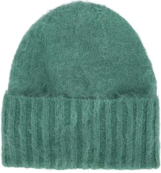 Auralee Geborstelde Super Kid Mohair Knit Mut - Heren - Hoeden - Groen - ONE Size - Wol - Accessoires