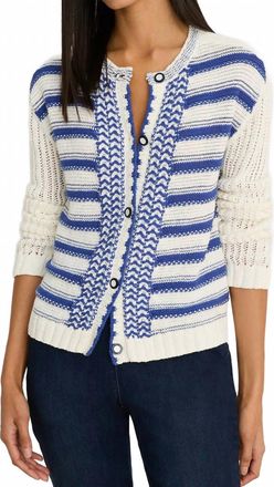 Nic+Zoe Painted Porcelain Cardigan In Blue Multi