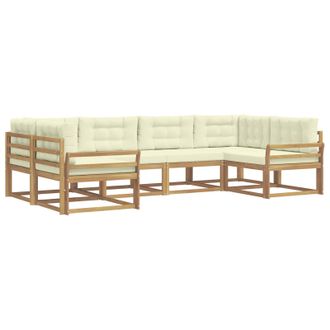 vidaXL Conjunto De Sof&aacute;s De Exterior Con Coj&iacute;n 6 Pcs Blanco Y Crema Vidaxl