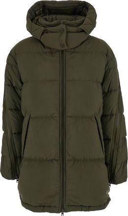 Herno Green Down Jacket With Quilted Design And Removable Hood In Tech Fabric Woman