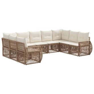 vidaXL Conjunto De Sof&aacute;s De Jard&iacute;n 9 Pcs Beige Y Blanco Crema Vidaxl