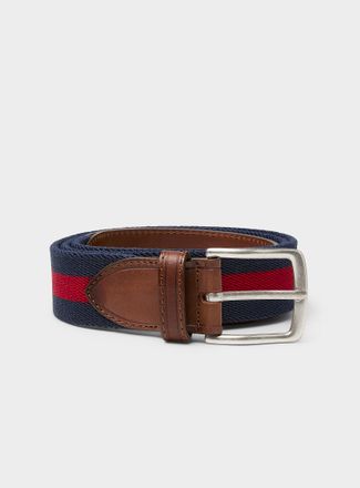 LEYVA Mens Striped elastic and leather belt