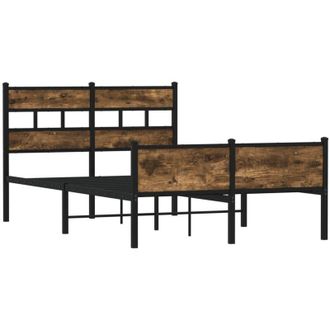 vidaXL Estructura De Cama Sin Colch&oacute;n Madera Roble Ahumado 120x200 Cm Vidaxl