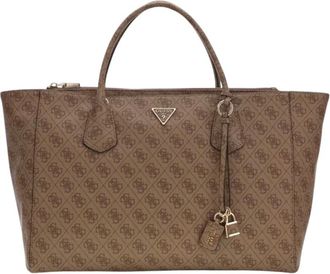 Guess Marissa Logo Tote - Dames - Shoppers - Bruin - ONE Size - Polyester - Tassen