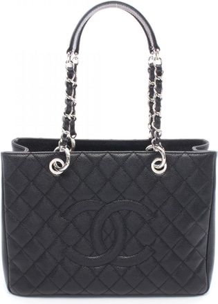 Chanel Black Leather Handbag Tote Bag (Pre-Owned)