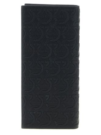 Ferragamo Embossed Gancini Wallet - Black