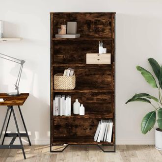Berkfield Home Classic Book Cabinet Smoked Oak 80x31x169 cm Engineered wood in Brown | Size: 80 x 31 x 169 cm