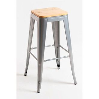 Regalos Miguel Regalos Miguel - Taburetes Altos - Taburete Torix Alto Madera Natural - Gris Metalizado